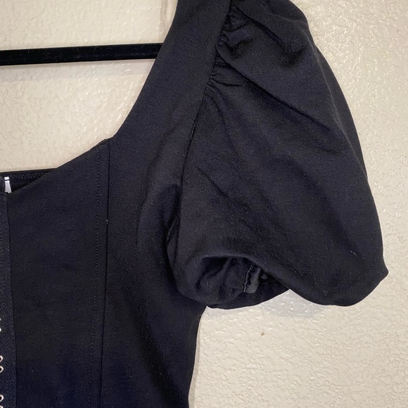 NWT Windsor Black Up a Notch Hook and Eye Corset Cropped Top size large 🖤 - Picture 5 of 14